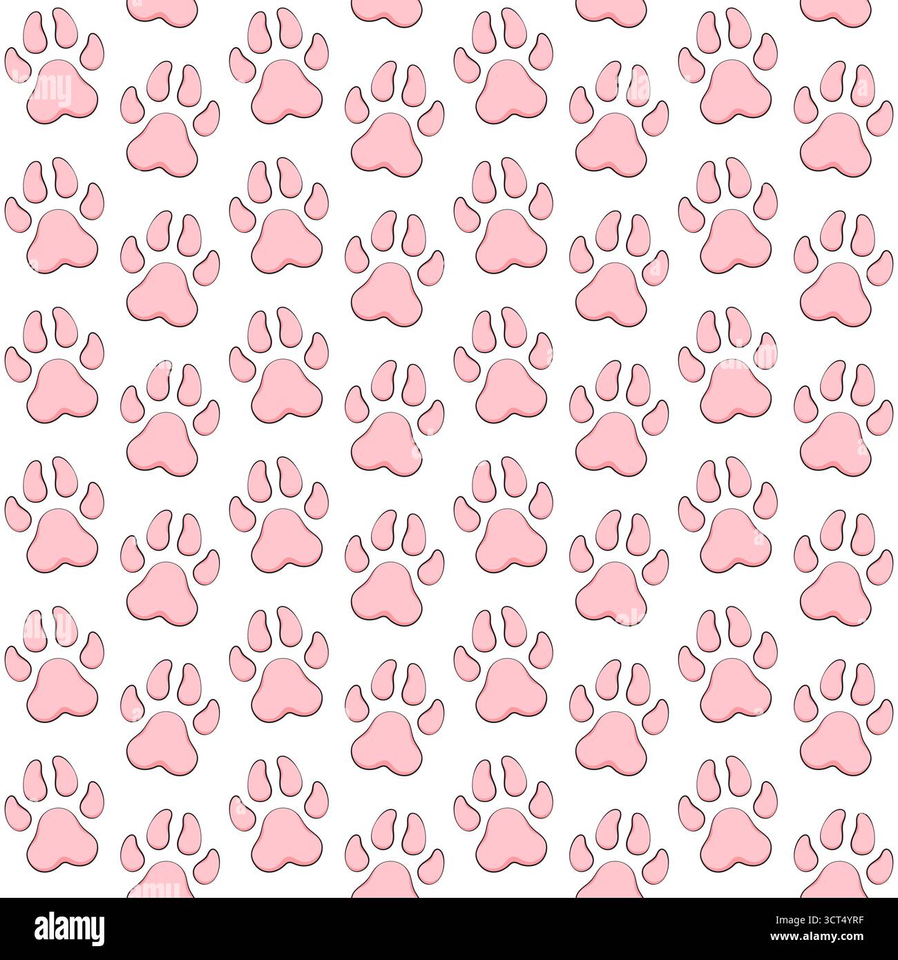 Seamless pattern with animal paw print. Colored vector background on white. Stock Vector