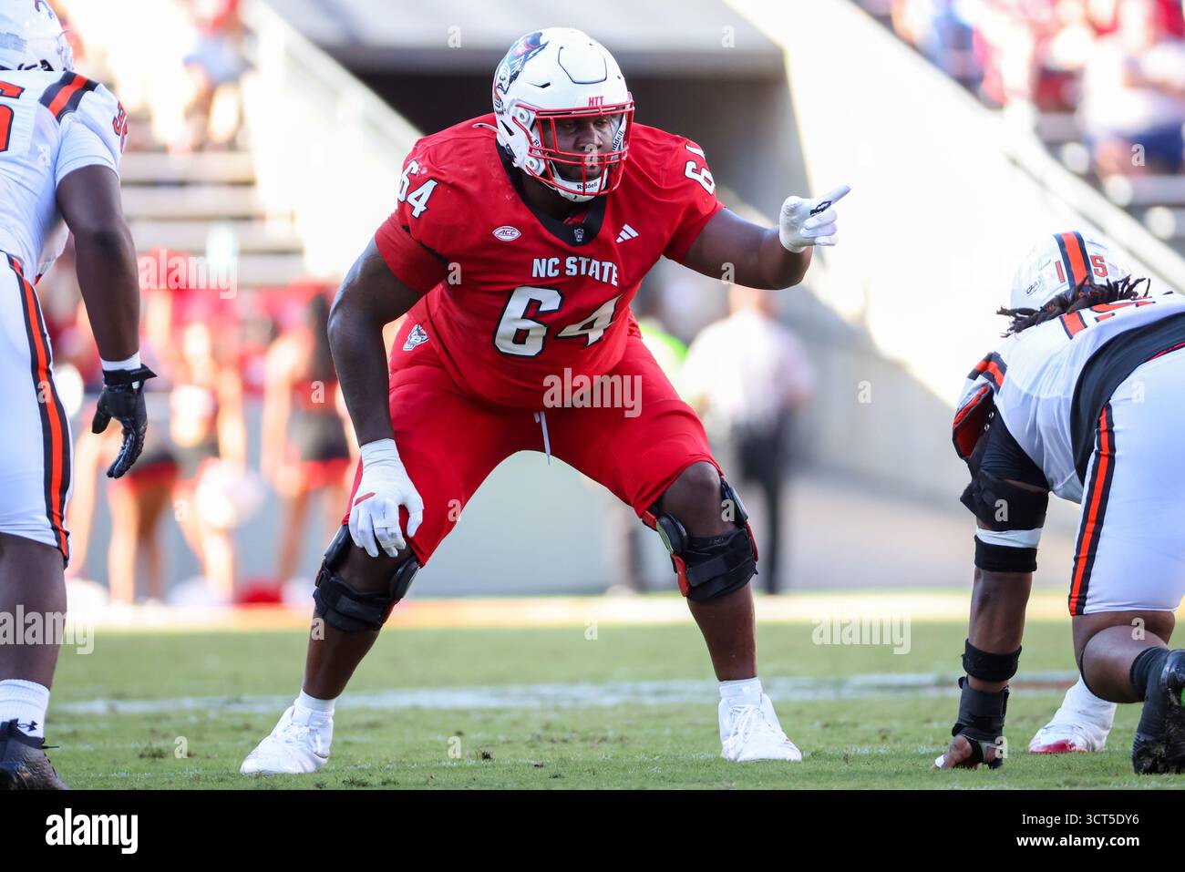RALEIGH, NC - OCTOBER 04: Offensive Lineman Rico Jackson #64 of the NC ...