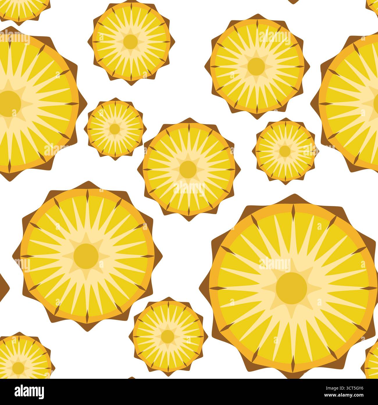 Pineapple slices seamless tropical pattern vector illustration Stock Vector