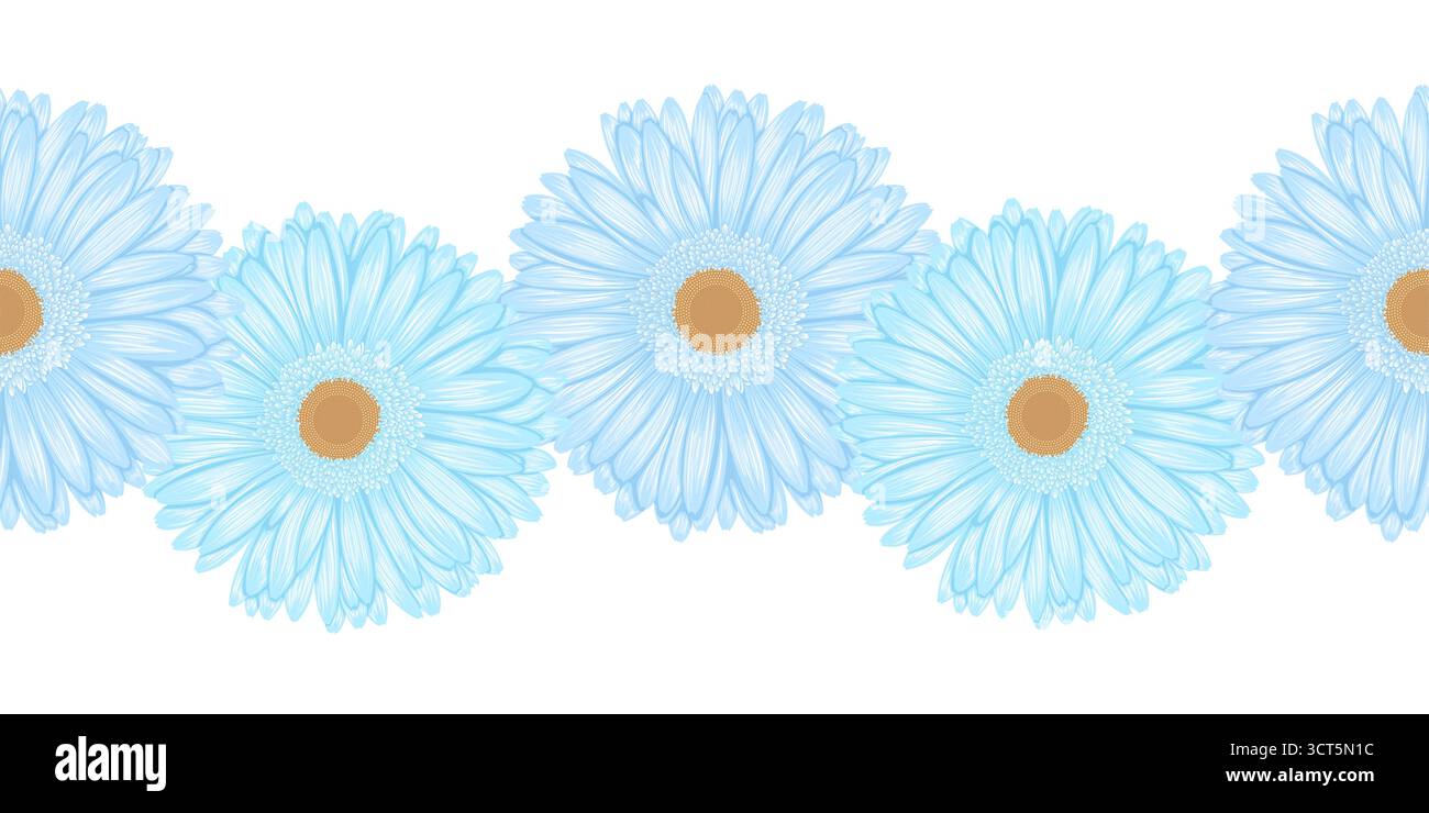seamless horizontal frame element of gerbera flower Stock Vector