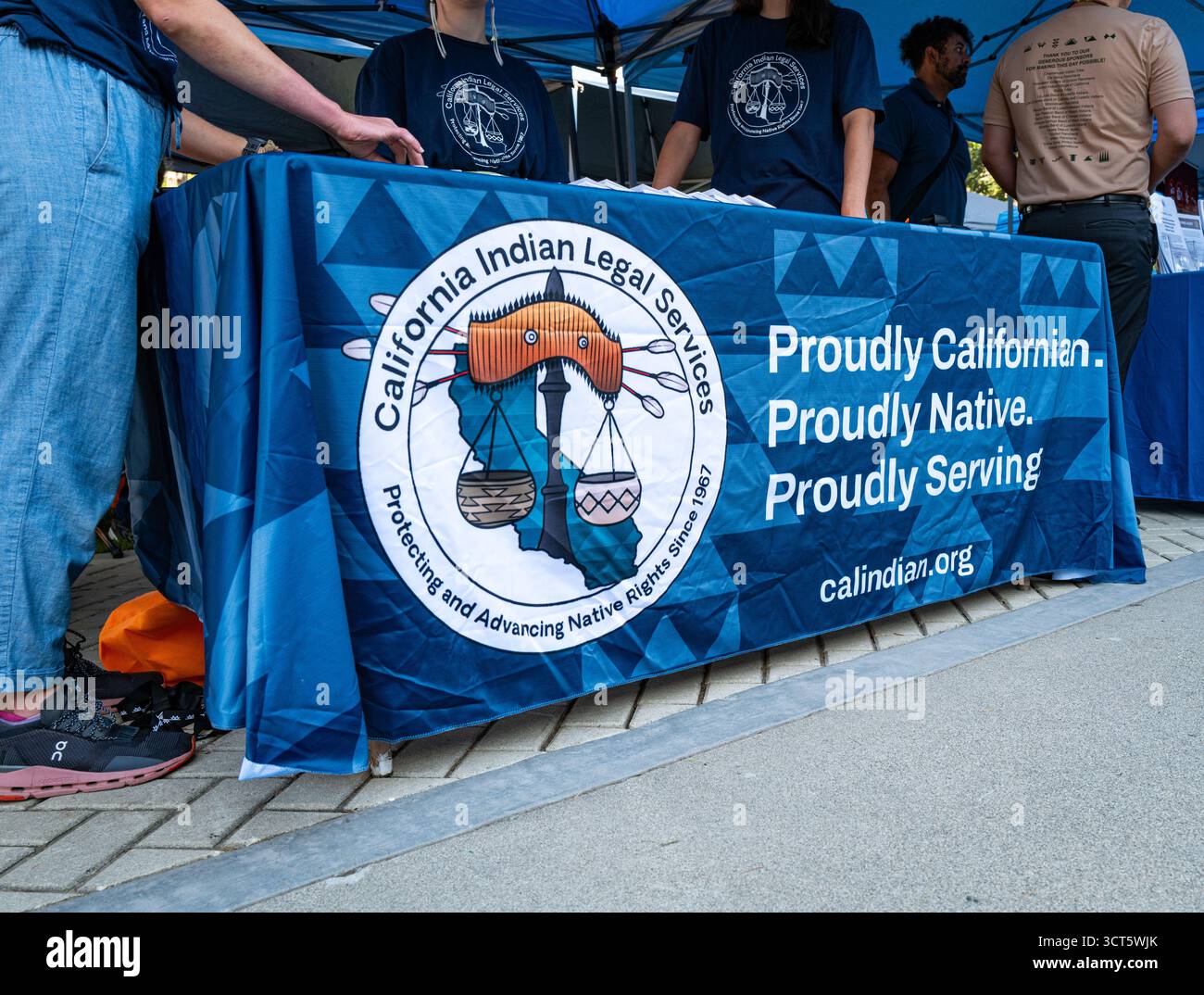 California Indian Legal Services booth at the California Native American event at the State Capitol. Stock Photo