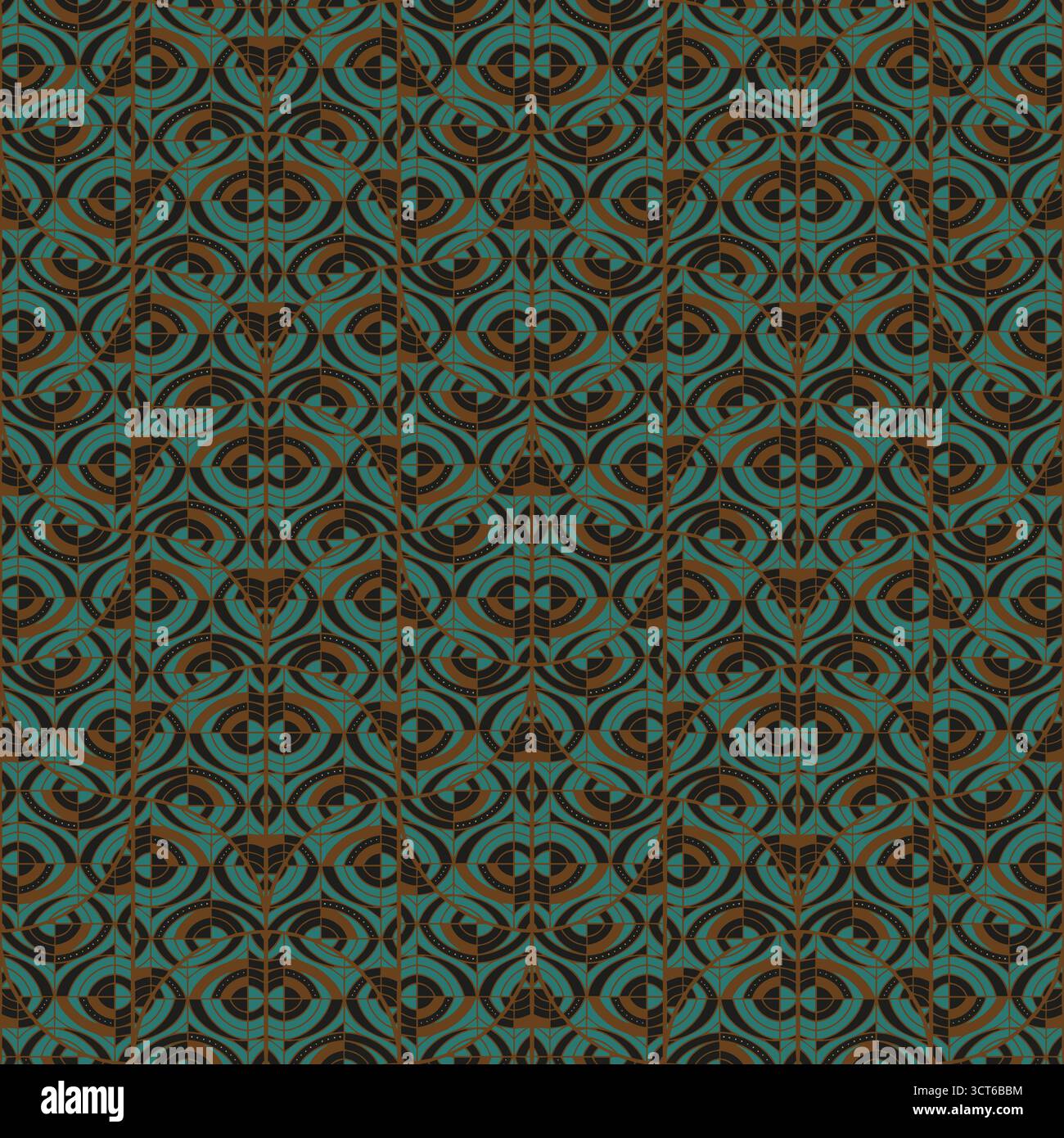Abstract geometric seamless pattern with teal and brown colors Stock Vector