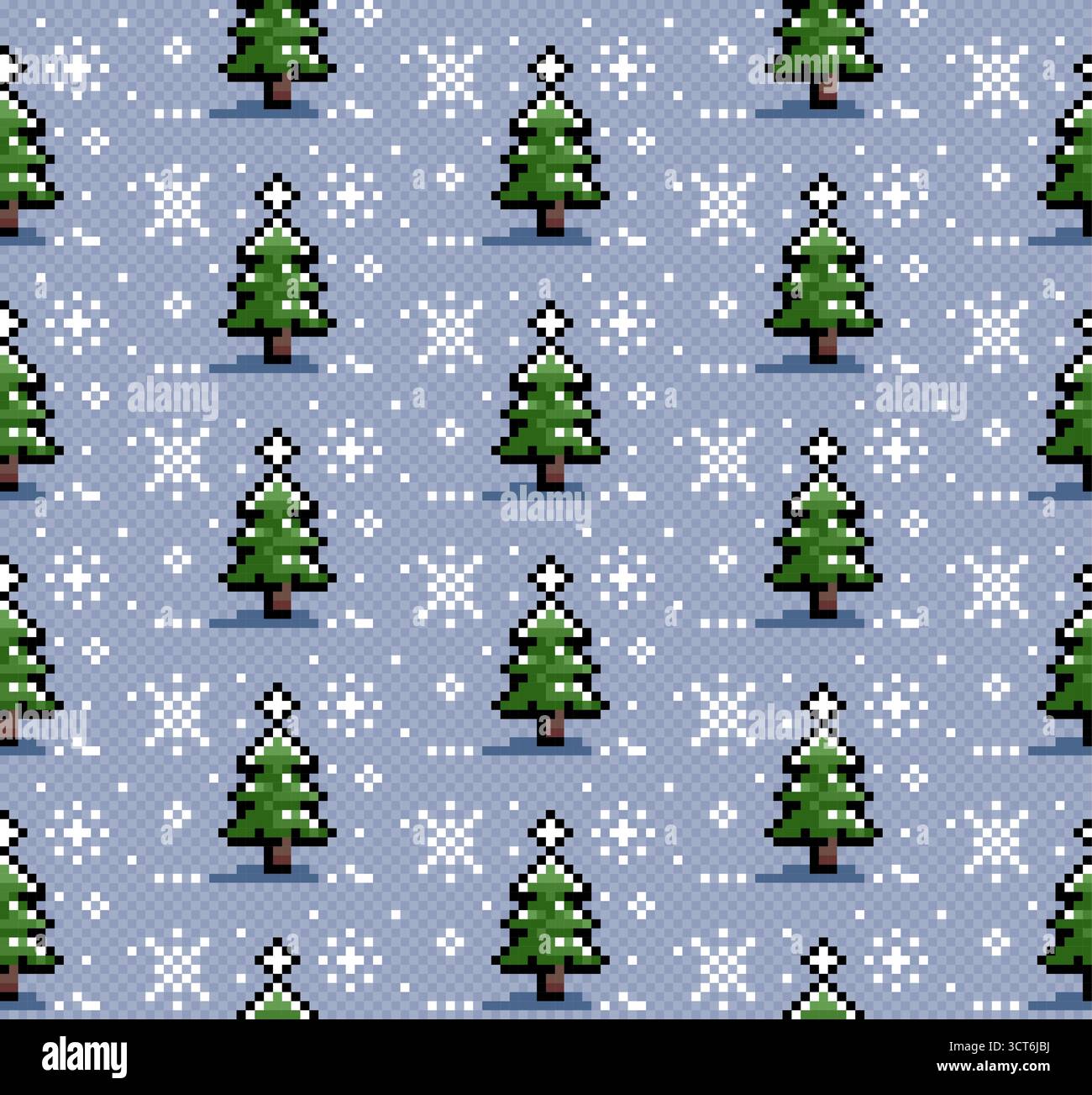 Seamless pixel background with winter forest. Stock Vector