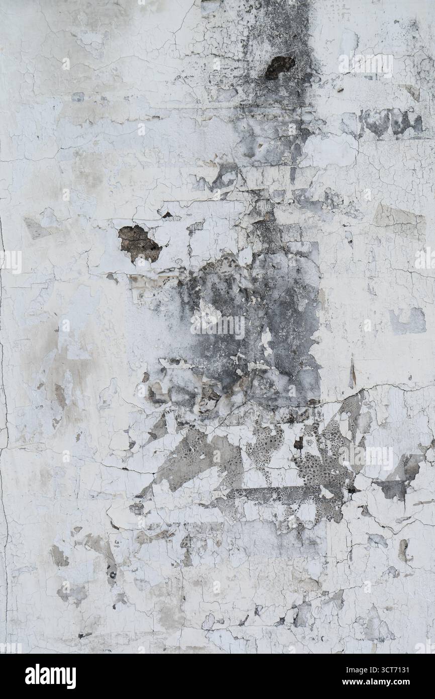 Old grunge wall with white cracked paint texture background Stock Photo