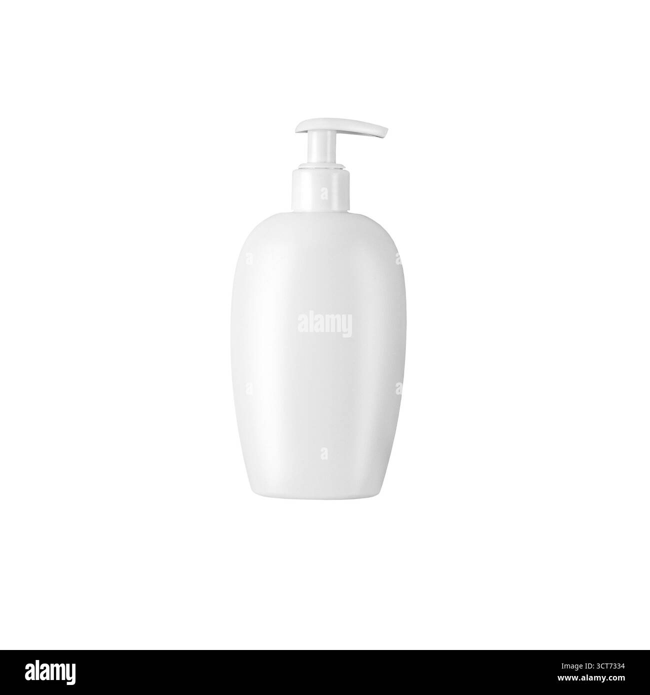 White blank dispenser bottle isolated on white background, cosmetic packaging mockup with copy space Stock Photo