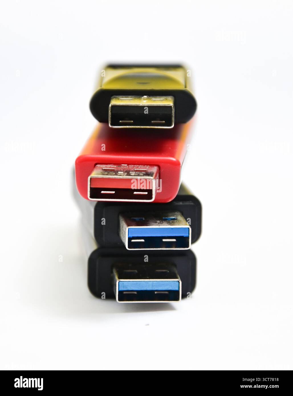 various usb flash drives on a white background. Stock Photo