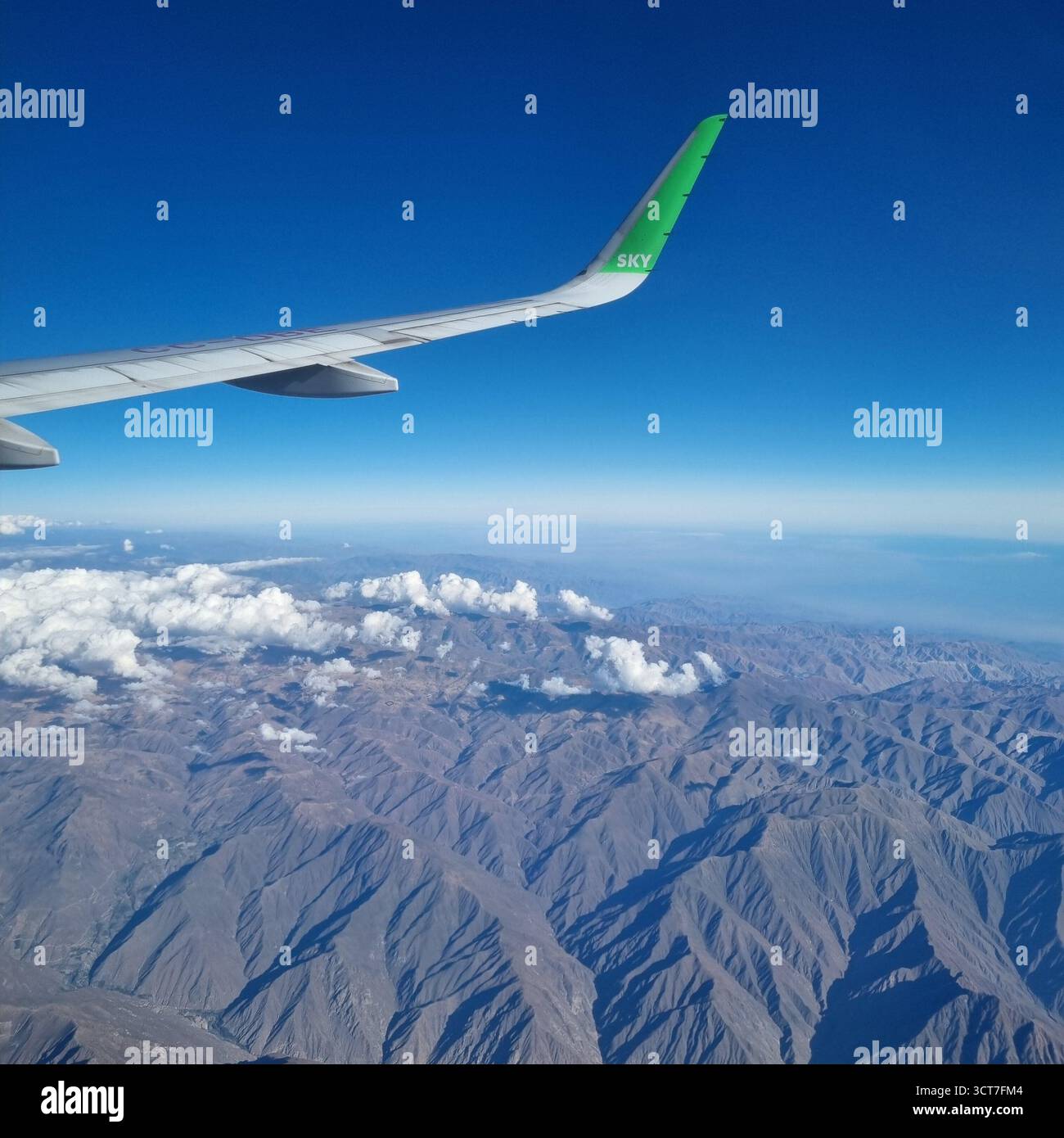 Sky Aeroplane Wing flying over mountains in Peru - Smartphone Captured Stock Image