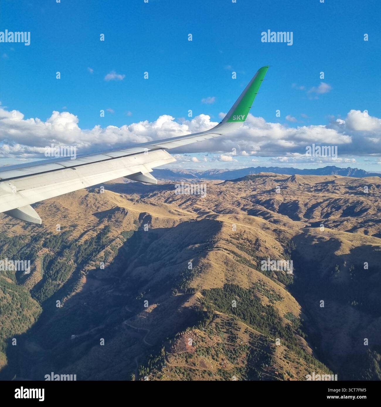 Sky Aeroplane Wing flying over mountains in Peru - Smartphone Captured Stock Image