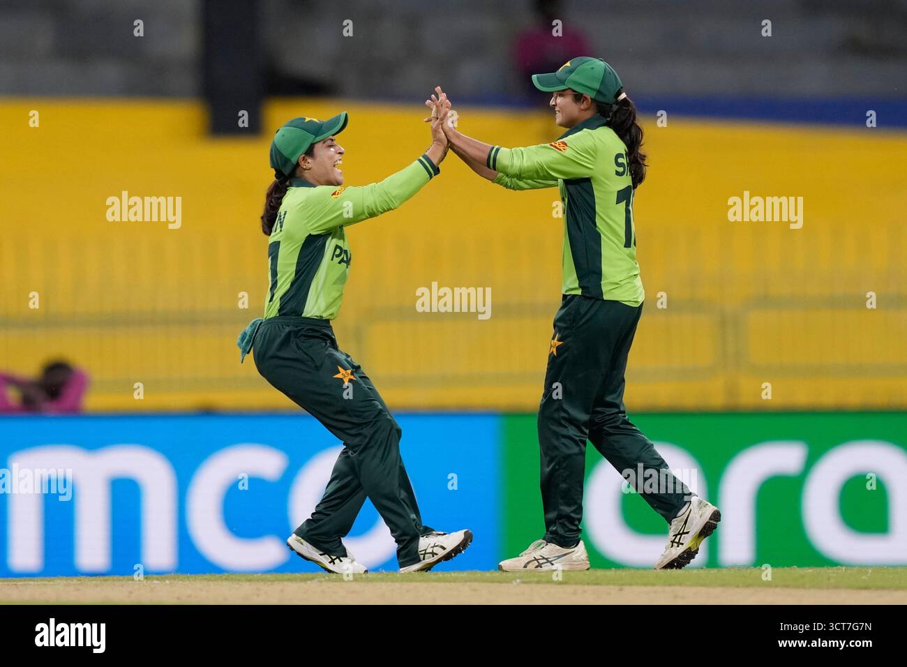 Pakistan Rameen Api Pakistan's Rameen Shamim, right, celebrates the wicket of India's ...
