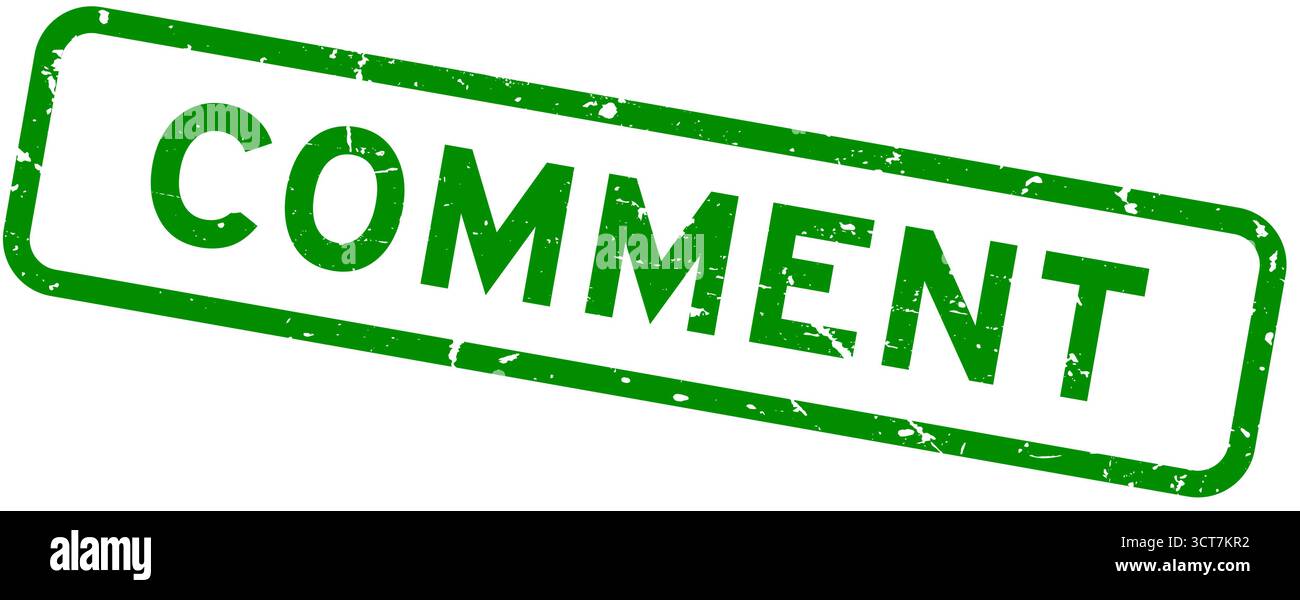 Grunge green comment word square rubber seal stamp on white background Stock Vector