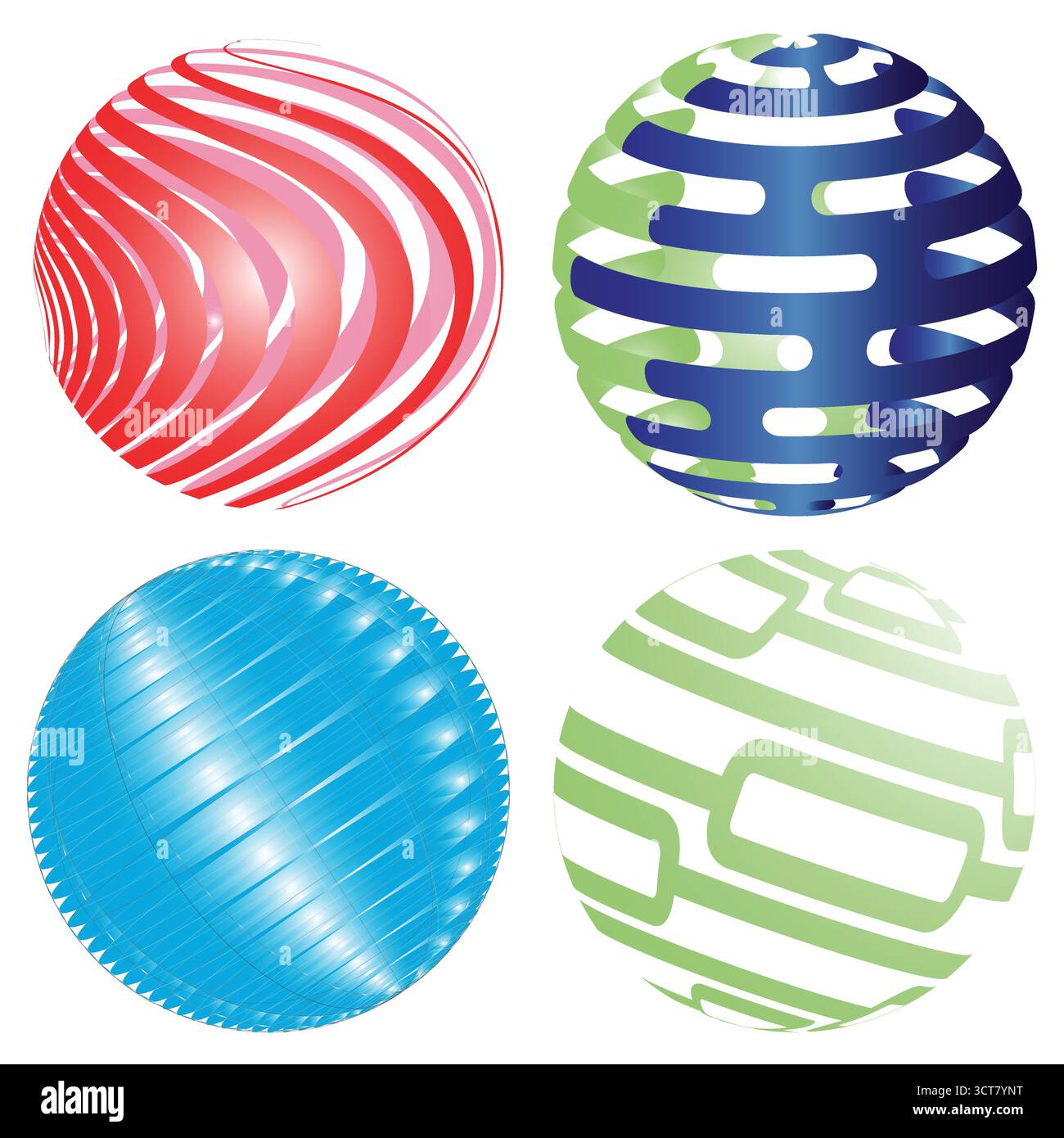 Abstract 3D Sphere Design Set Modern Colorful Globe Pattern Collection Stock Vector