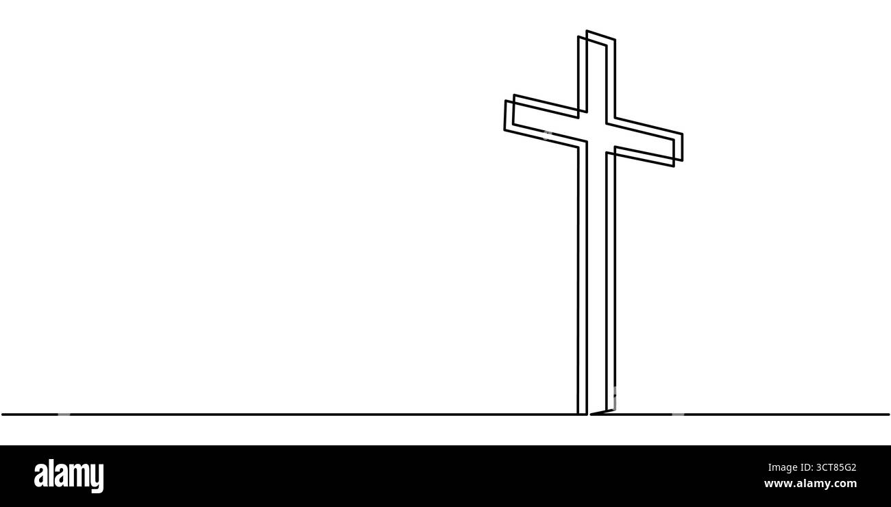 Christian cross, crucifix continuous single line drawing. Traditional  religion symbol. Church sign cross one line art hand drawn. Vector  illustration Stock Vector Image \u0026 Art - Alamy, image size:1300x740
