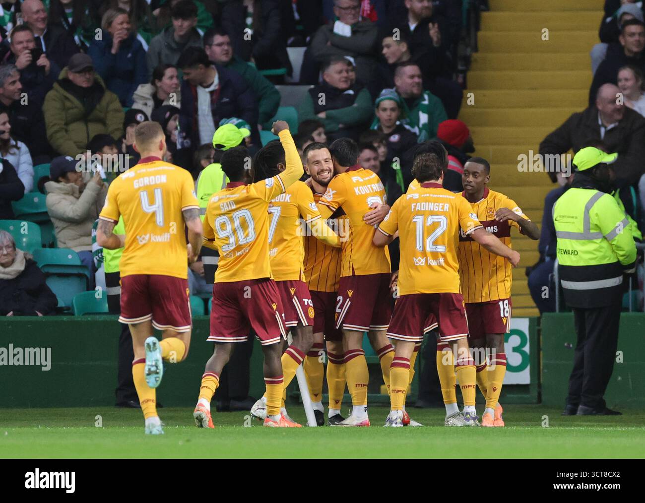 Stamatelopoulos Motherwell's Apostolos Stamatelopoulos celebrates with teammates after ...