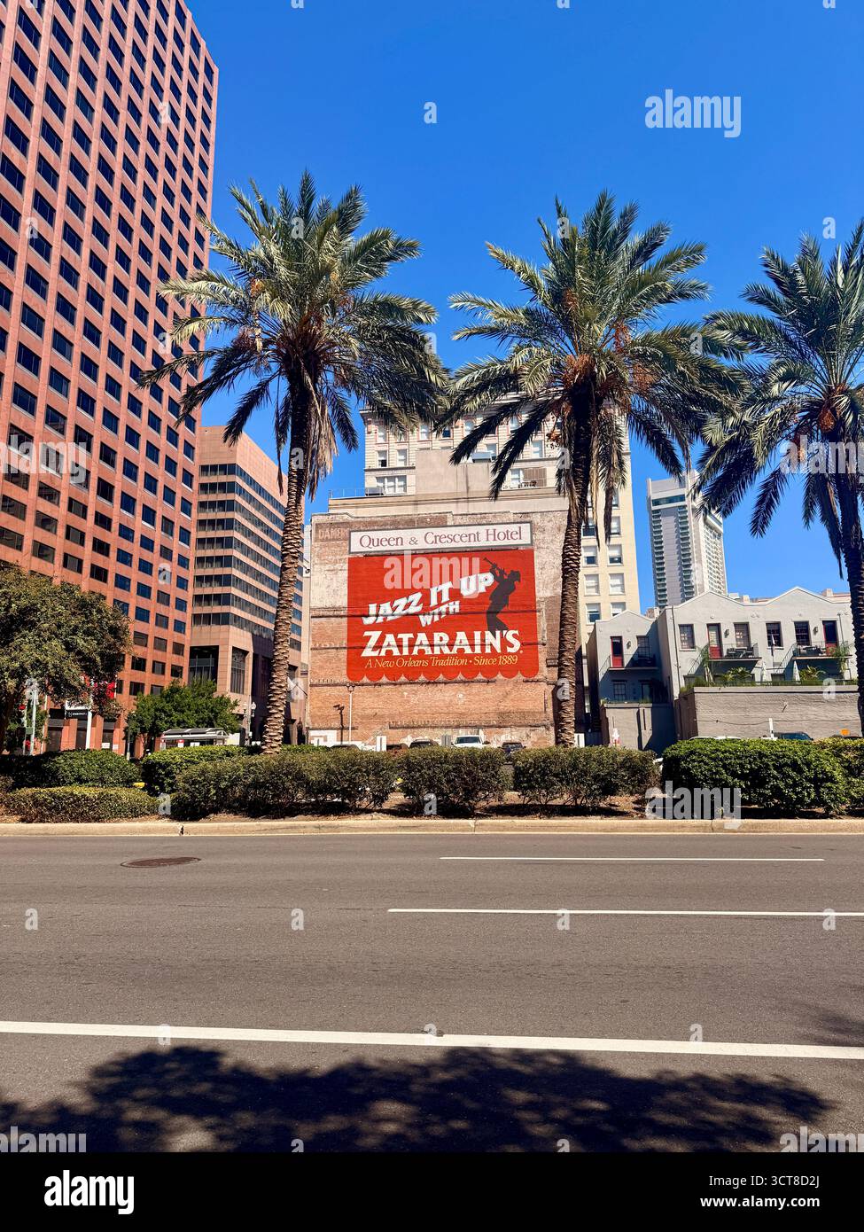 Zatarain’s wall mural at Queen and Crescent Hotel in downtown New Orleans - Smartphone Captured Stock Image