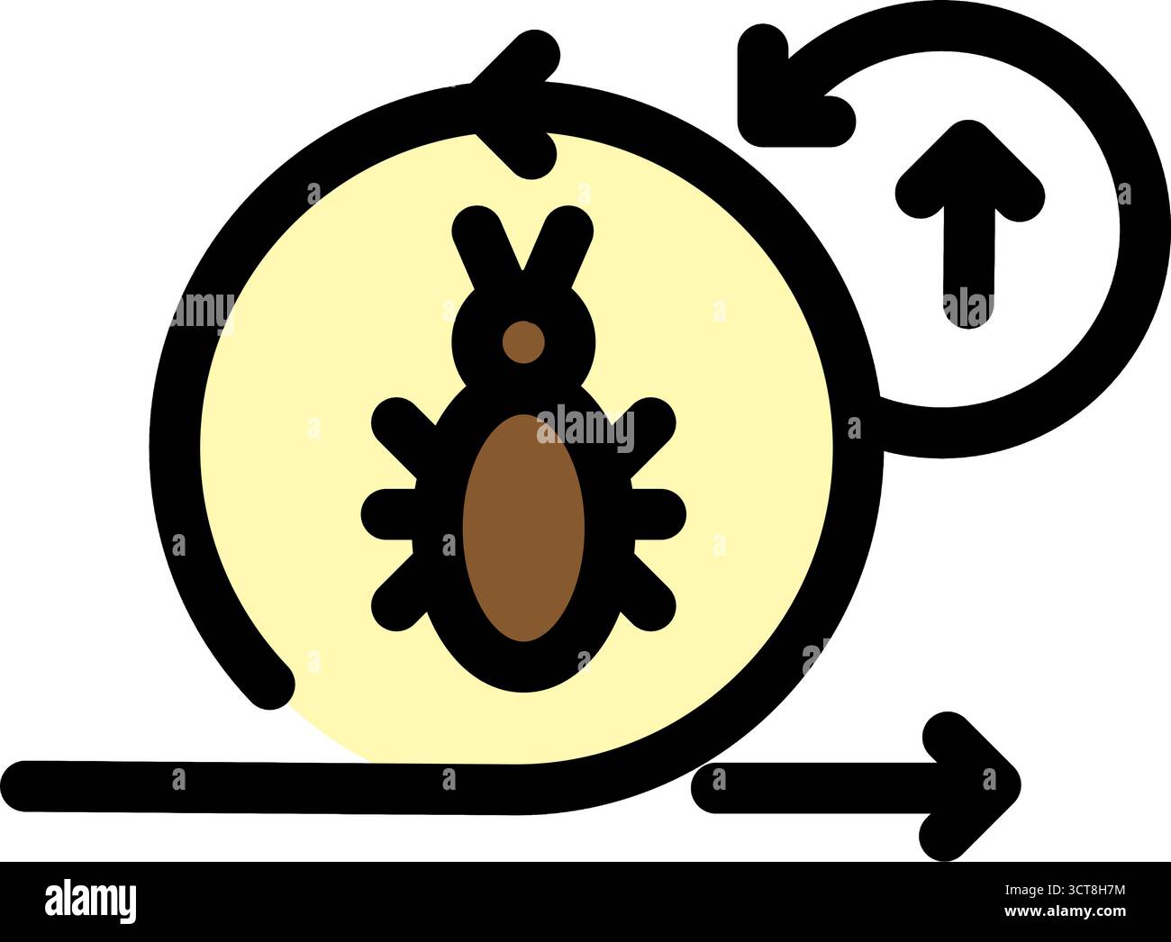 This icon visually represents the agile software development process- specifically highlighting bug fixing and iterative improvements within a sprint Stock Vector