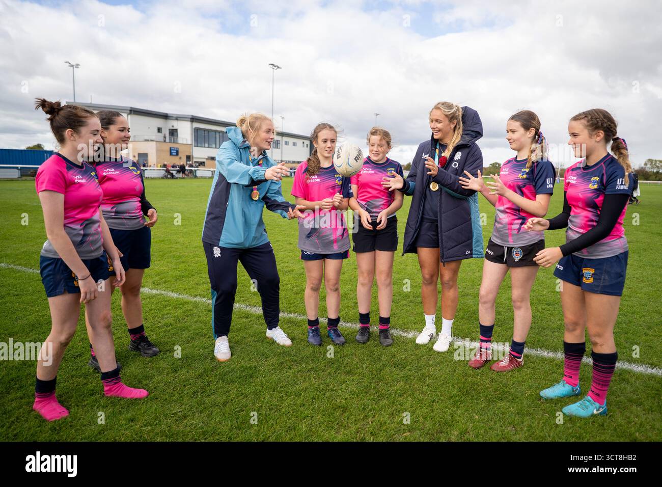 EDITORIAL USE ONLY England Women's Rugby players, Alex Matthews (centre ...