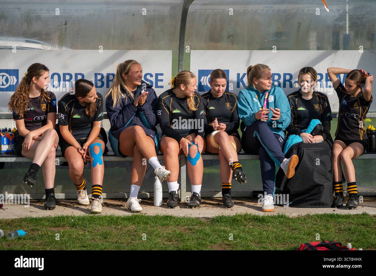 EDITORIAL USE ONLY England Women's Rugby players, Zoe Aldcroft, left ...