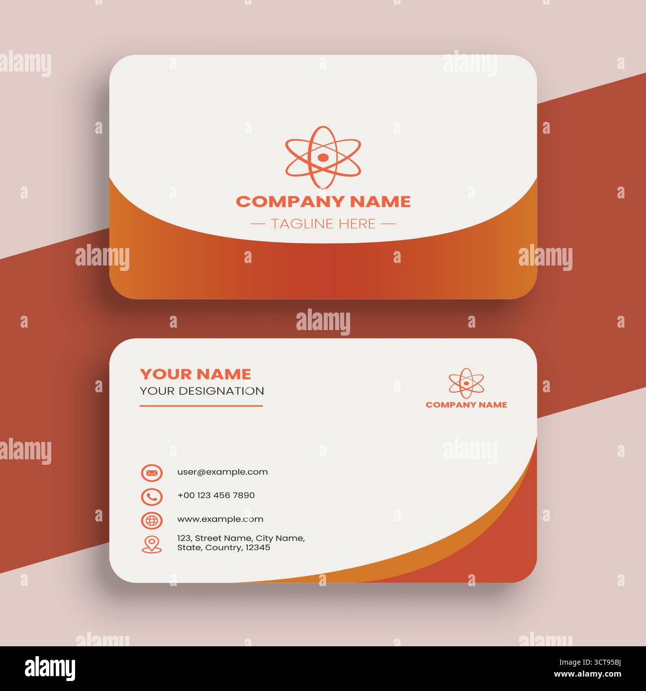 Modern Gradient Orange Minimal Business Card Design Template Stock Vector