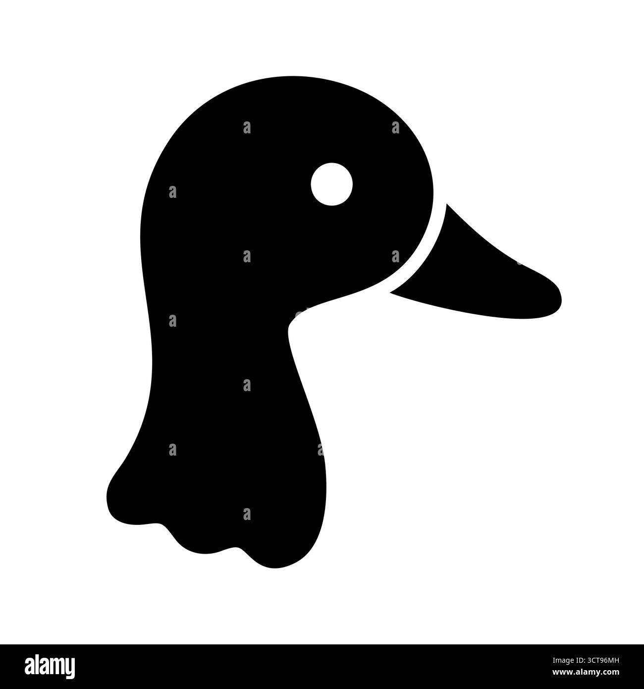 Solid black glyph icon of a duck head in profile, perfect for animal ...