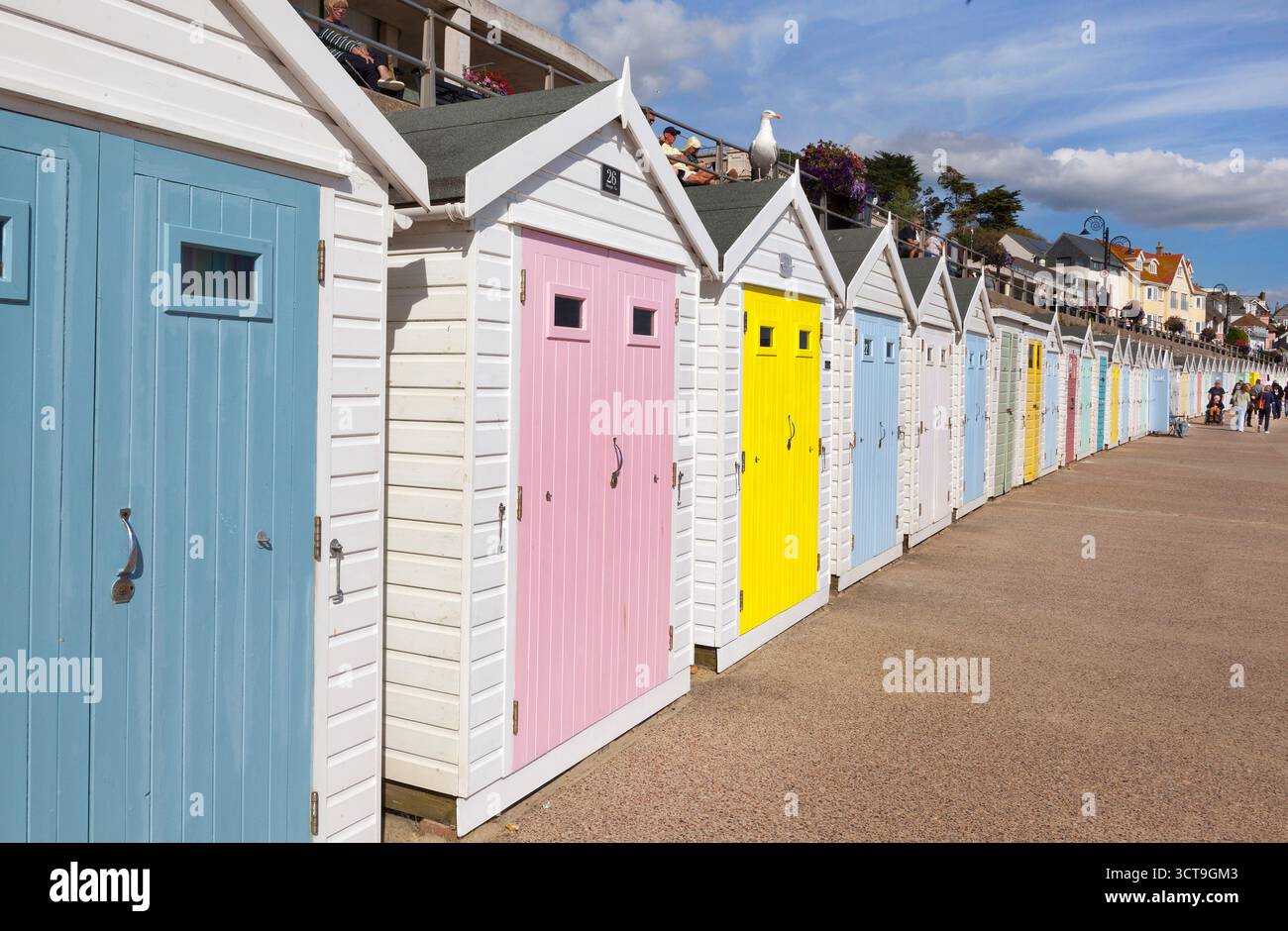 Seaside holiday beach huts, Paignton, Devon, UK Stock Photo