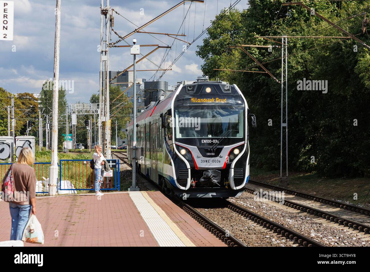 Warsaw, Poland - August 22, 2025: Warsaw Commuter Railway - WKD train on Warszawa Reduta Ordona station in Warsaw city Stock Photo