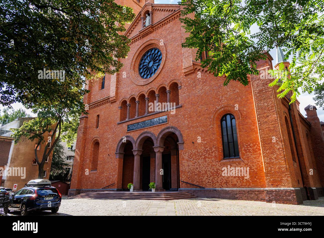 Warsaw, Poland - August 22, 2025: Front facade of Church of St Augustine on Nowolipki Street in Warsaw city Stock Photo