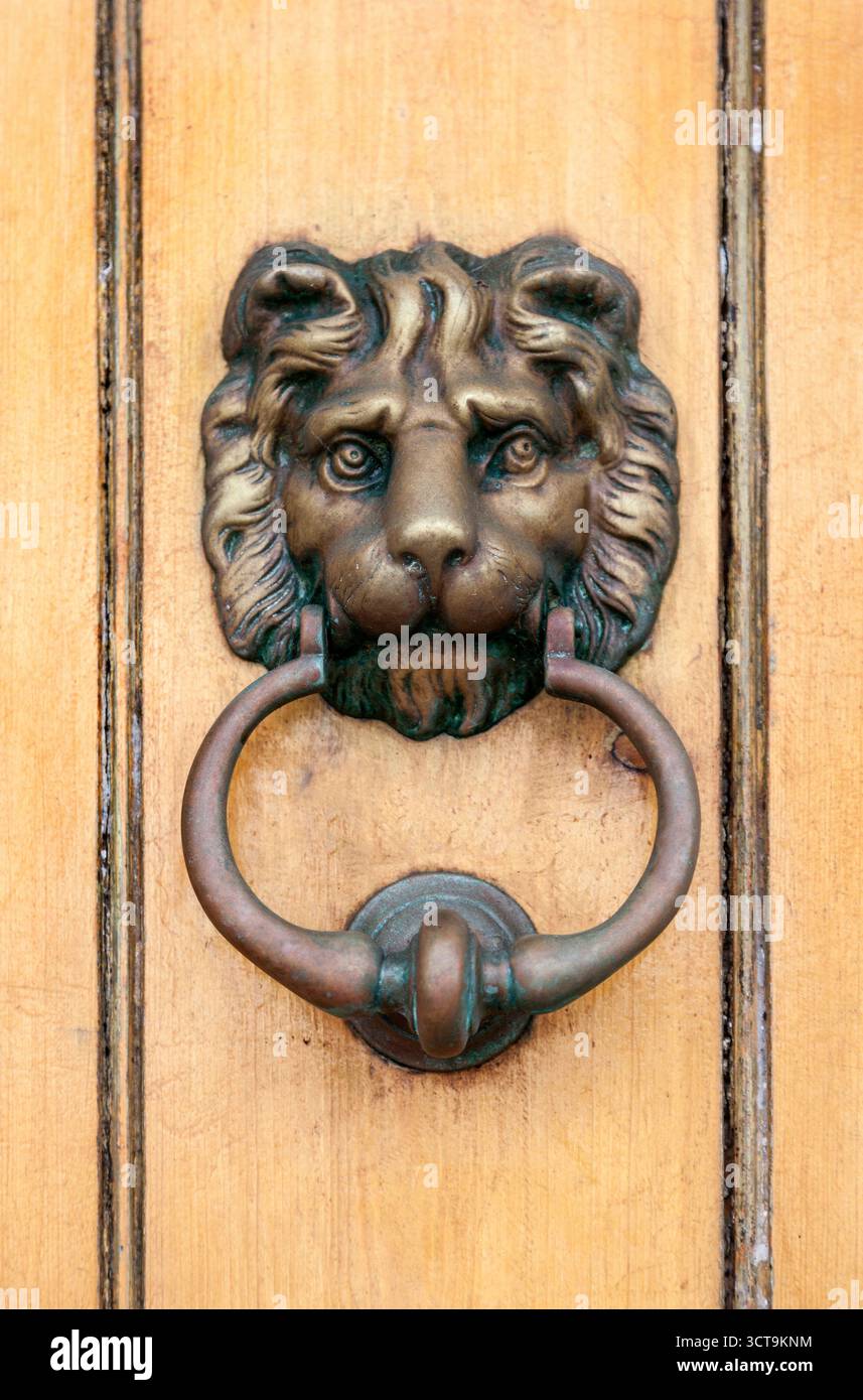 Lion head door knocker Stock Photo
