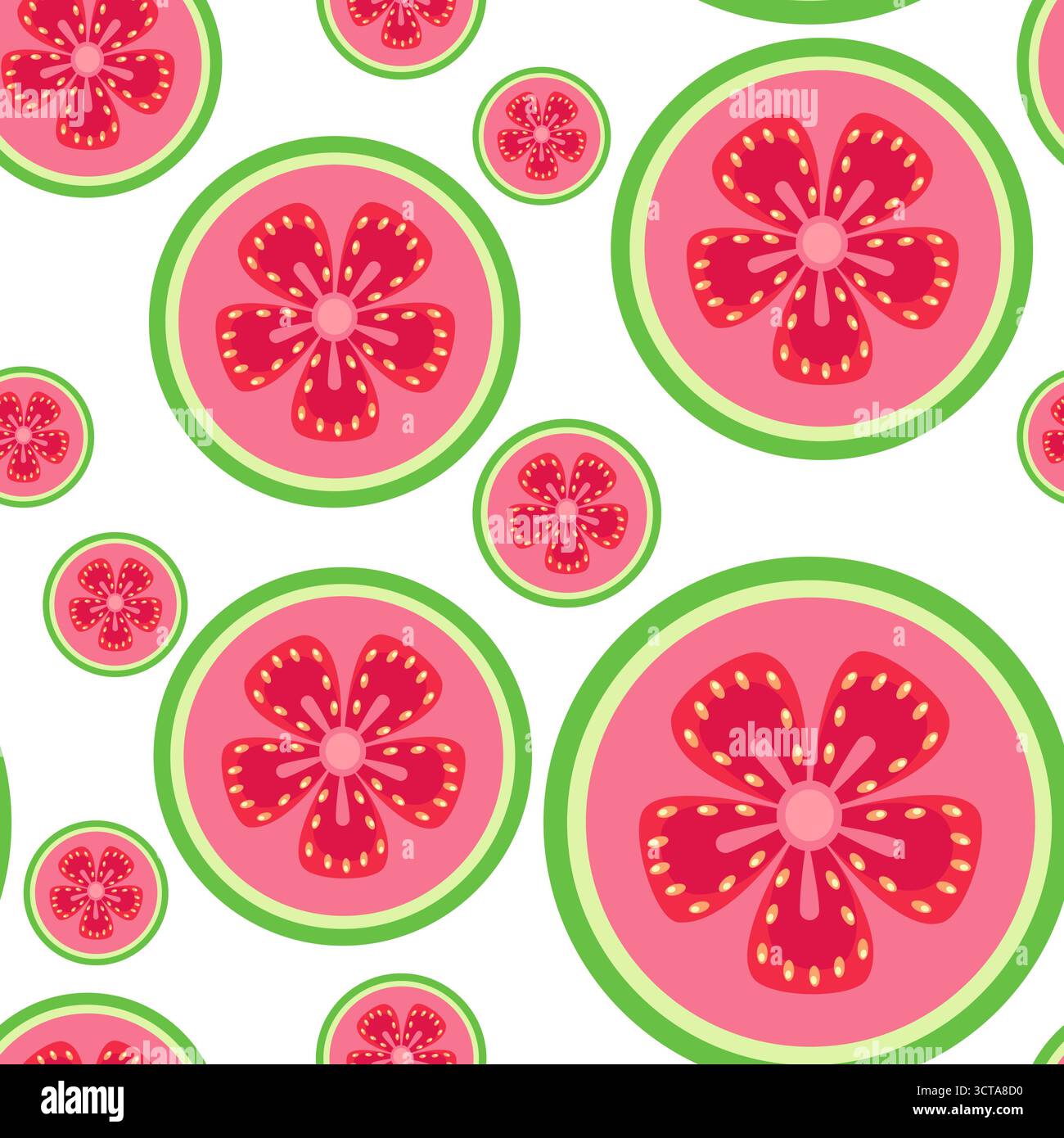 Red guava slices seamless tropical pattern vector illustration Stock ...