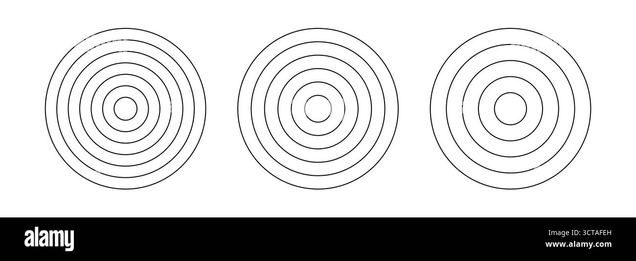 Polar grids concentric circles. Circle diagrams divided on 4, 5 and 6 segments. Blank polar graph paper.Wheel of life or habits tracker. Stock Vector