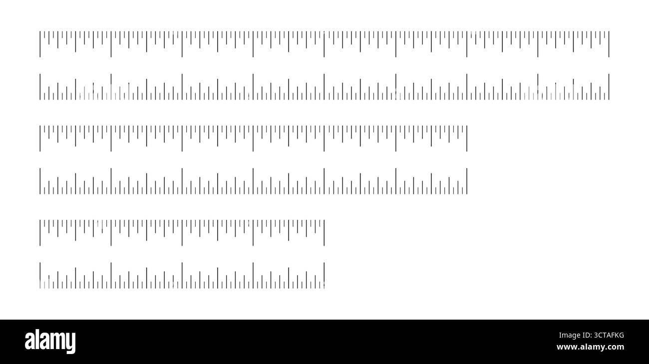 Ruler scale, measuring chart with 4, 6 and 8 inches set. Length ...