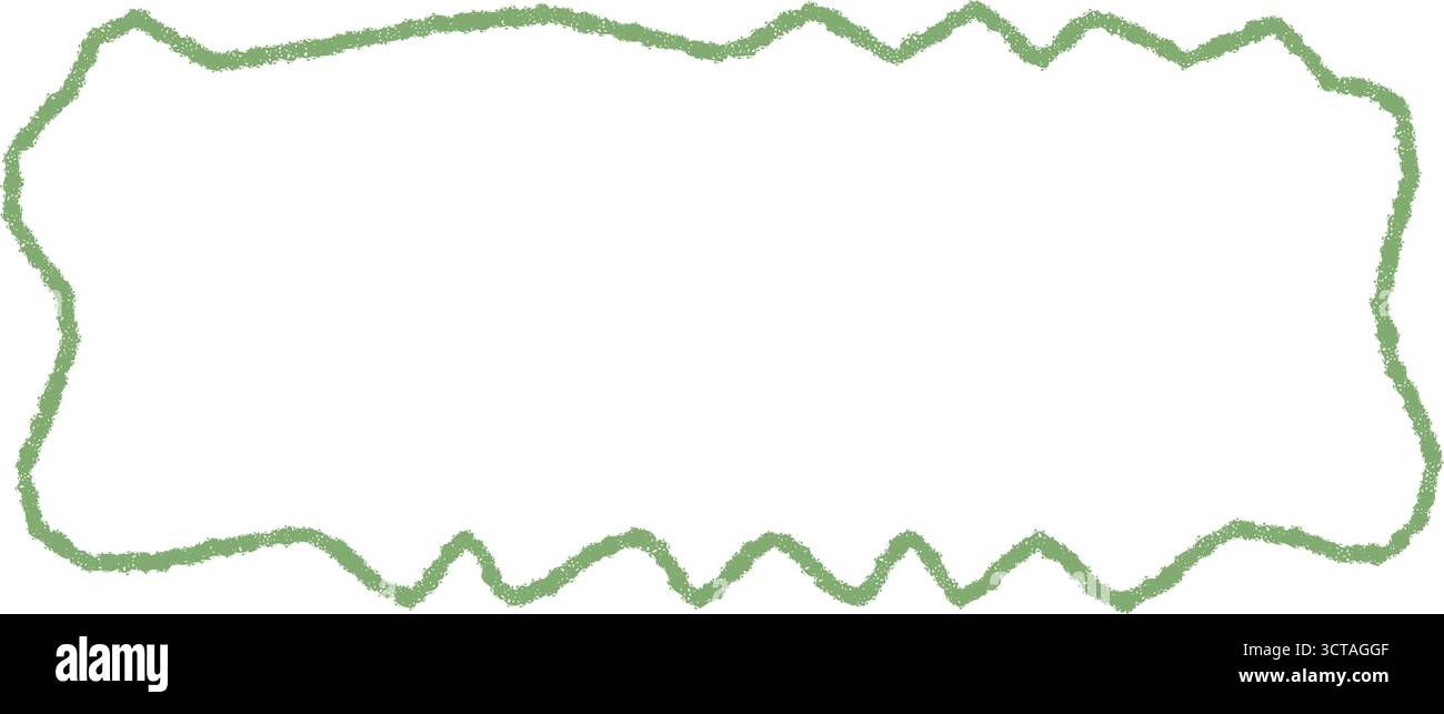 Green Chalk Squiggle Rectangle Outline Frame Stock Vector