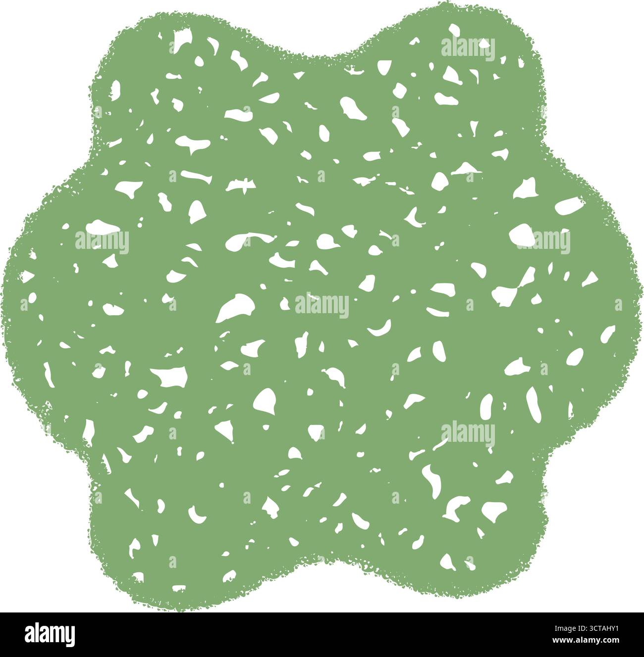 Groovy Green Scallop Crayon Hatched Shape Stock Vector