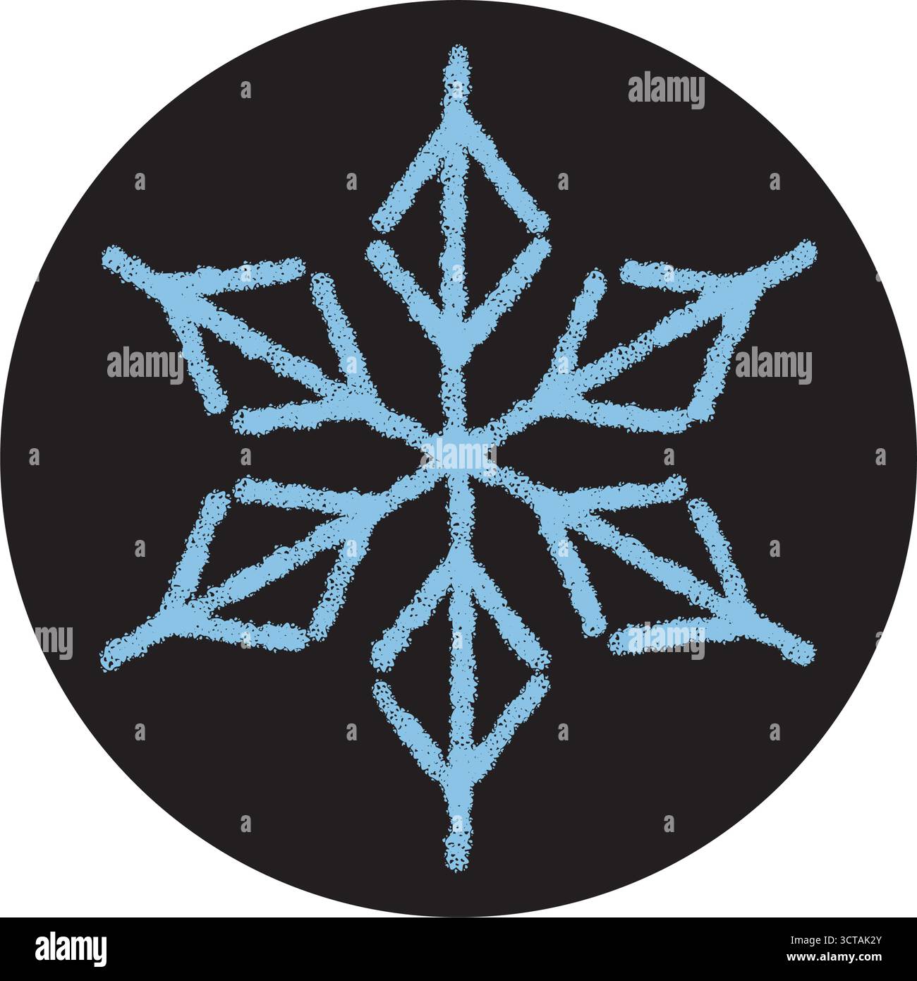 Round Crayon Snowflake Sticker Label Stock Vector