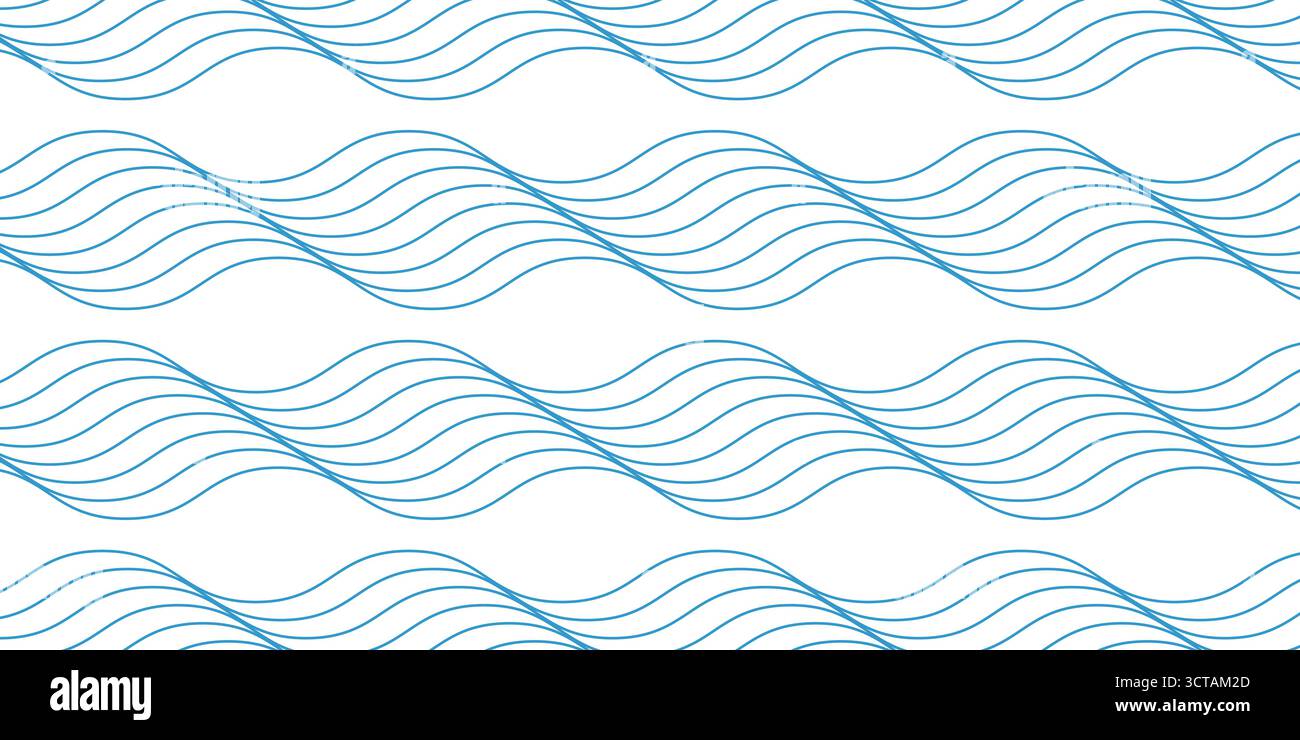 Waves background. Repeated blue curvy lines. Water print. Ocean, sea, lake or river pattern ...