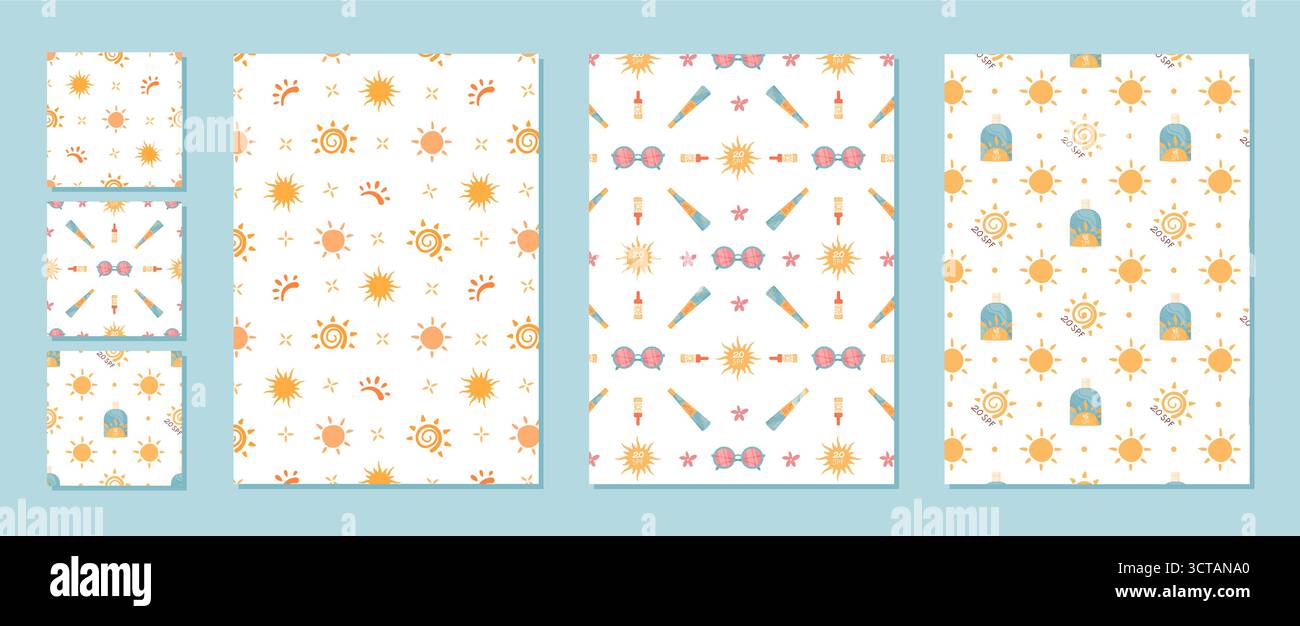 Flat Seamless Sunscreen Bottle Pattern Stock Vector