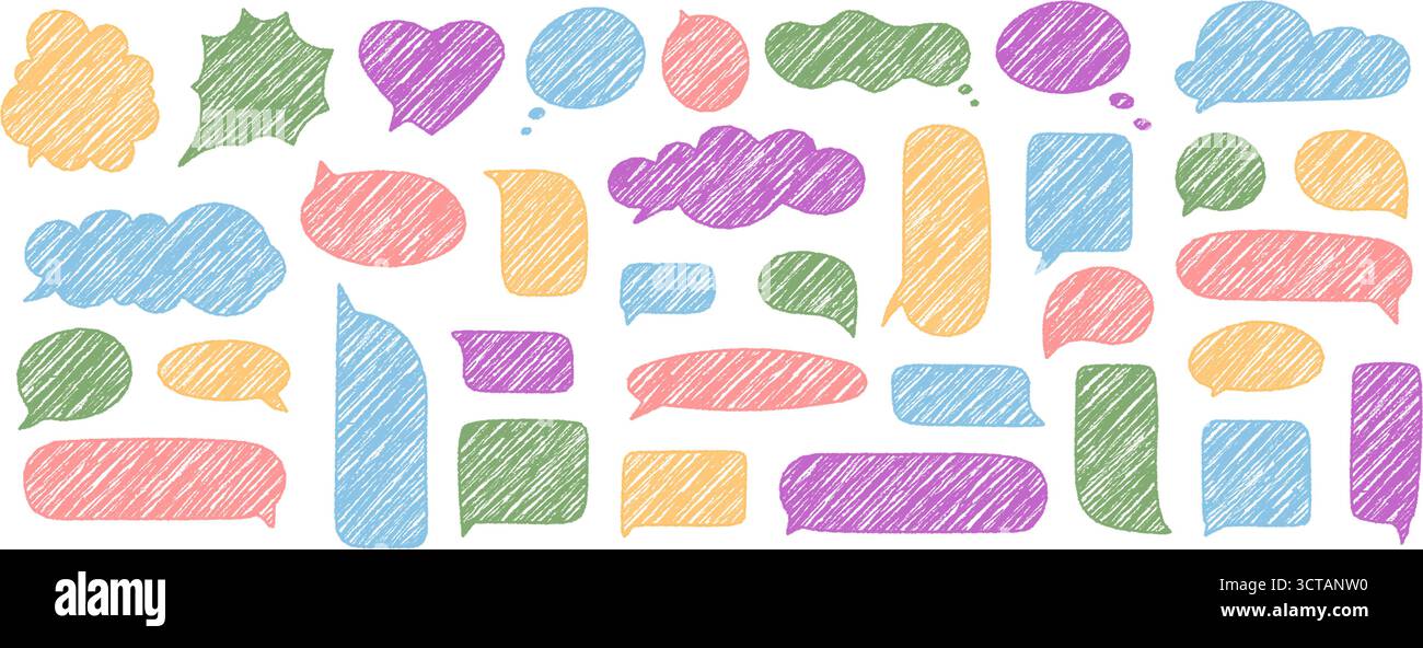 Organic Chalk Bubble Set With Scribble Stock Vector