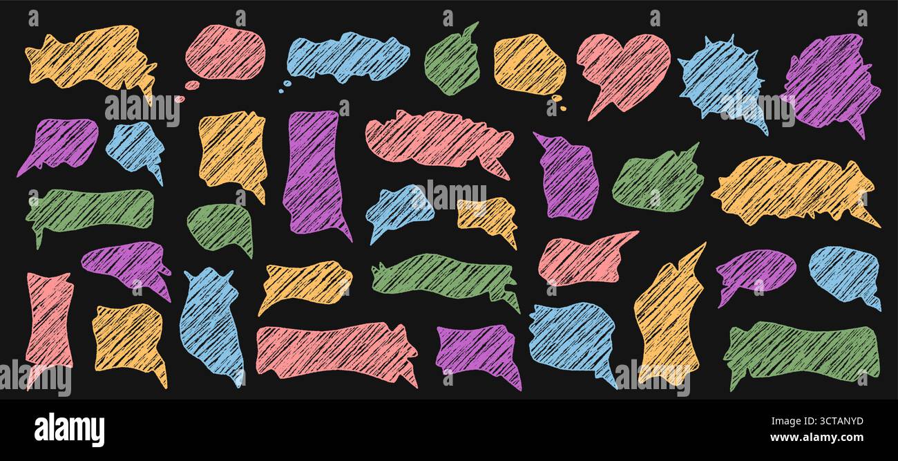 Chalk Squiggle Speech Bubble Set Banner Stock Vector