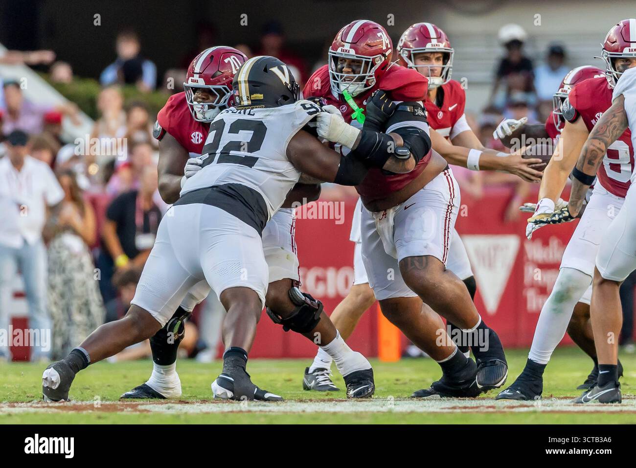 Alabama offensive lineman Kadyn Proctor (74) blocks against Vanderbilt ...