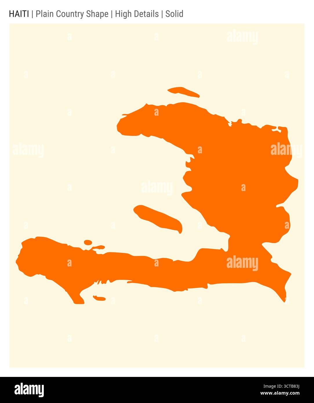 A vector illustration depicting the solid-style map of Haiti, showcasing its detailed country shape. Stock Vector