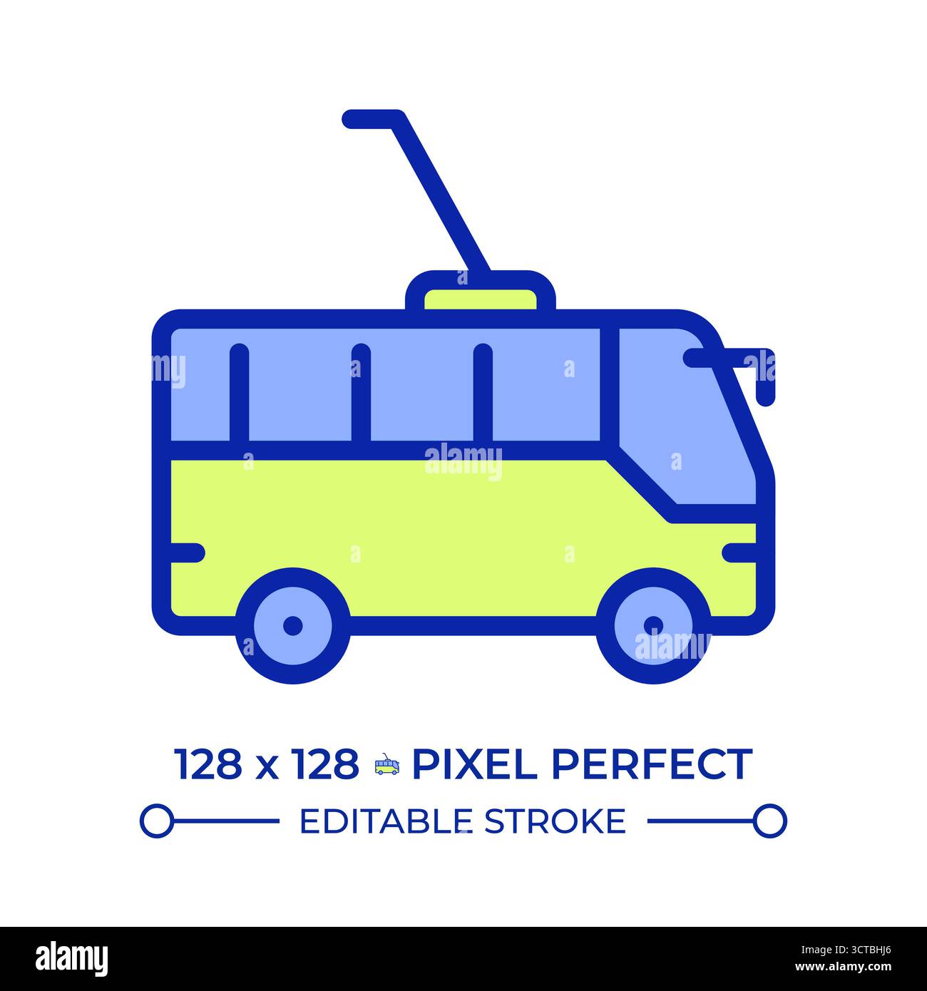 Trolleybus pixel perfect line color icon Stock Vector