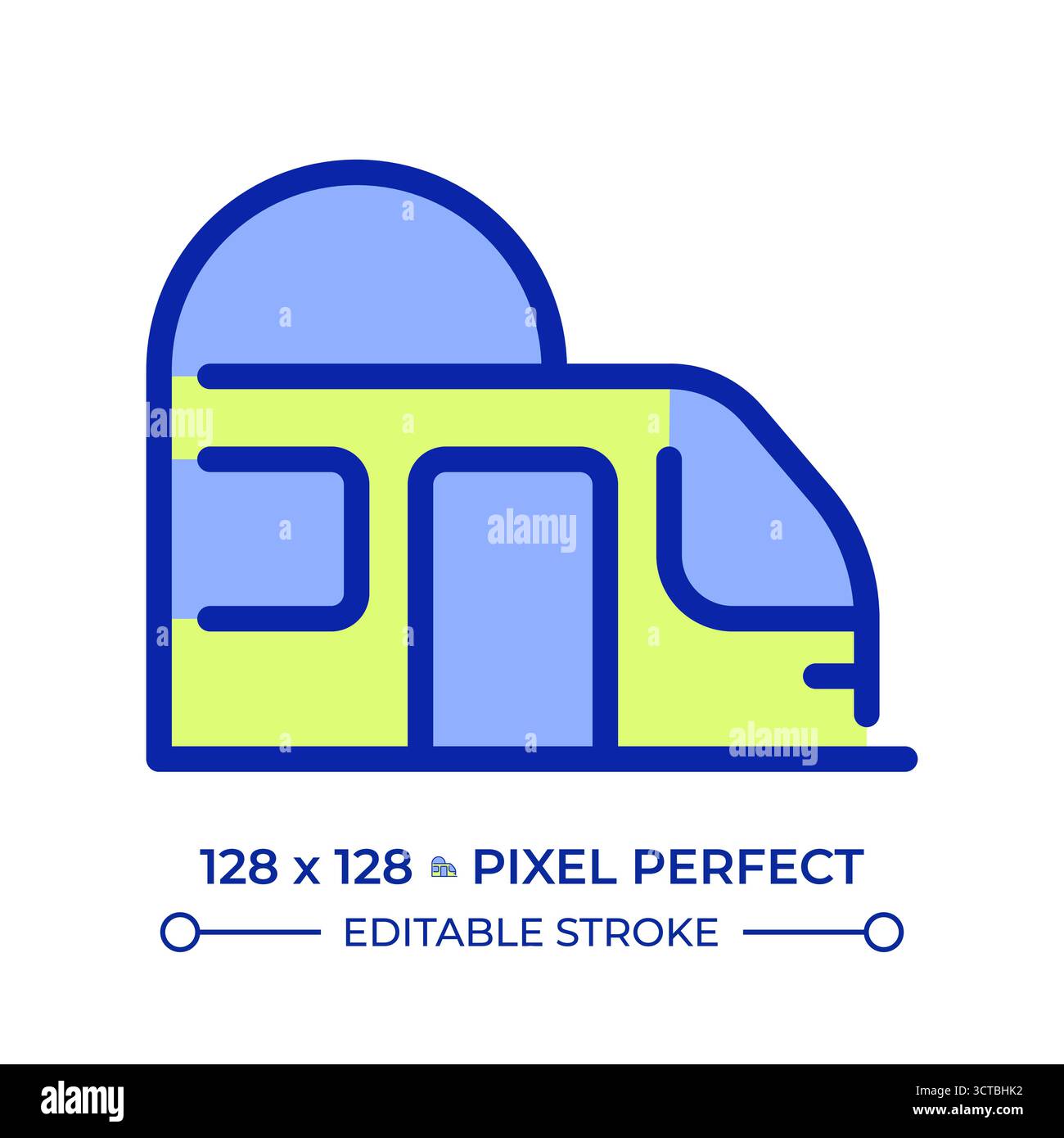 Subway train pixel perfect line color icon Stock Vector