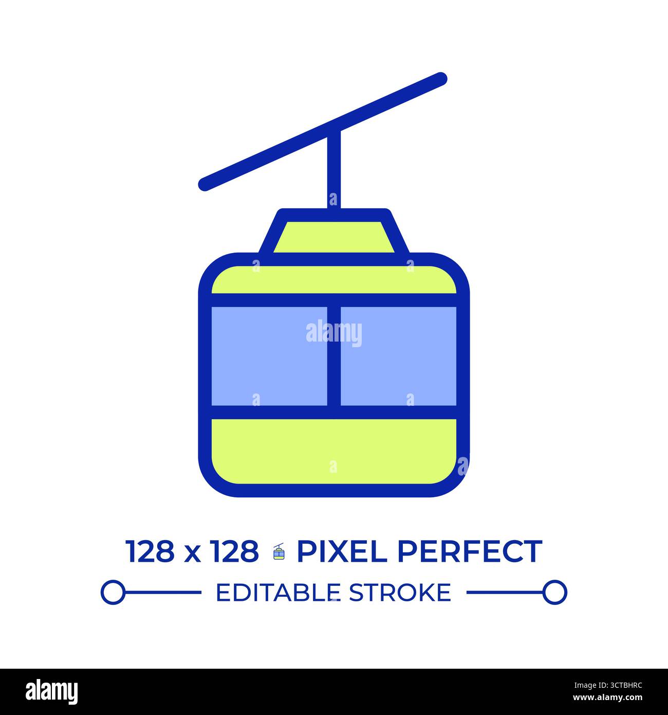 Cable car pixel perfect line color icon Stock Vector