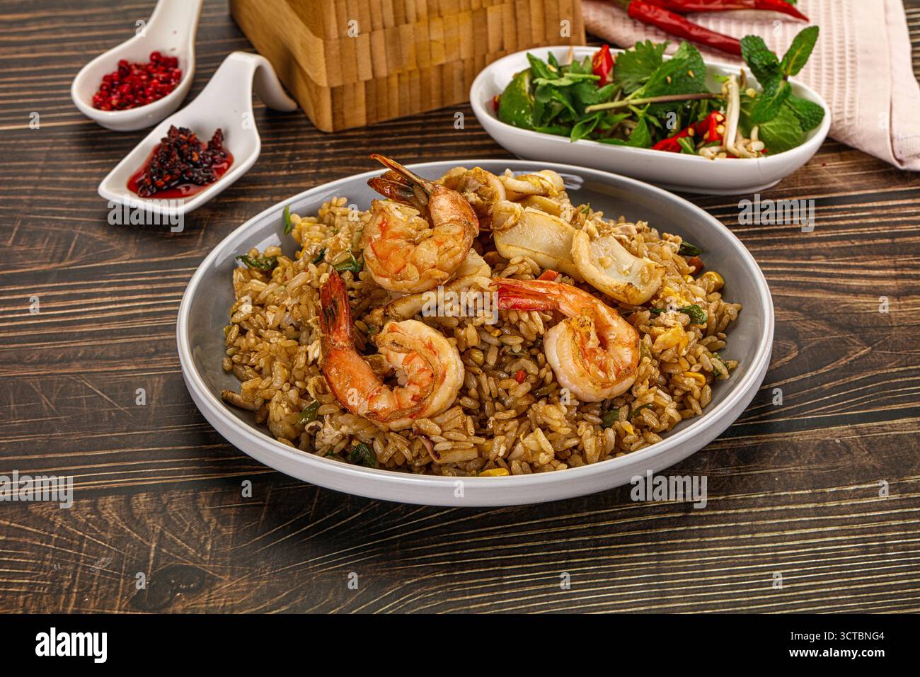 Com Rang Rice Dish Vietnamese traditional fried rice with prawn and squid - Kom Ran Stock ...