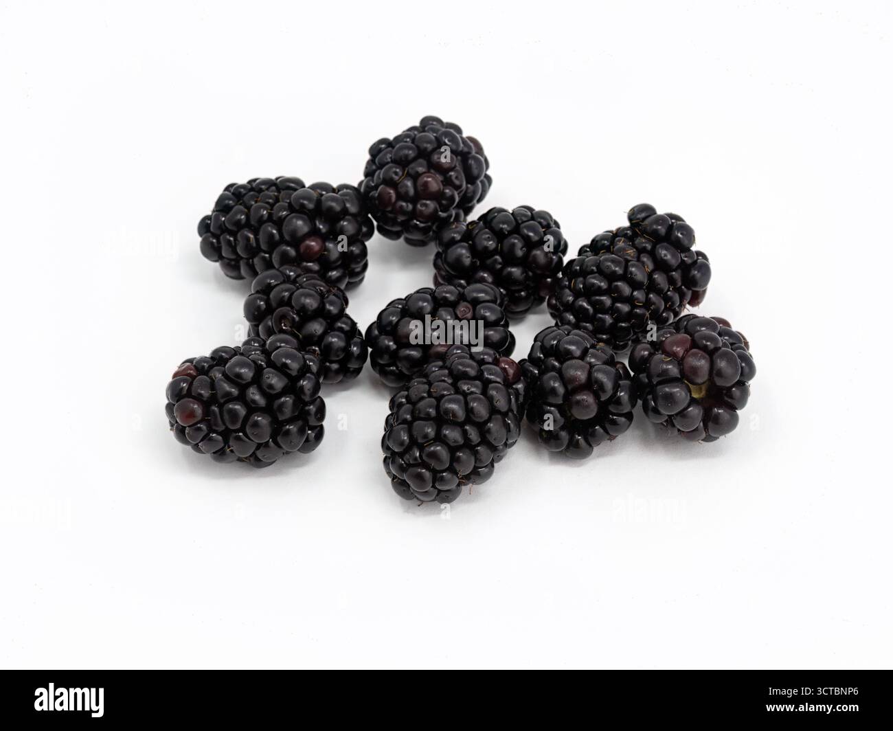 Fresh raw blackberries isolated on white background Stock Photo