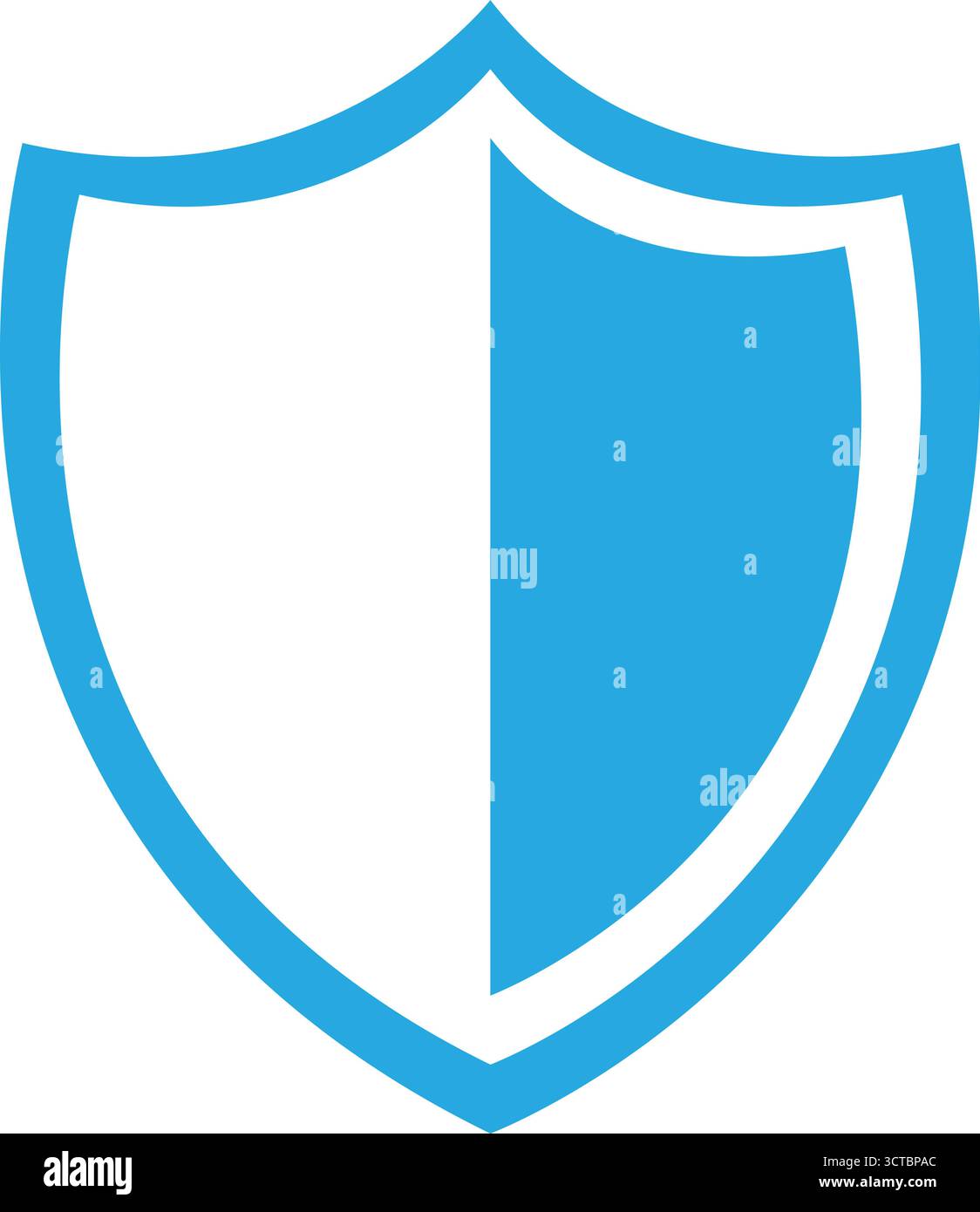 Isolated vector shield icon in blue hues on black. Stock Vector
