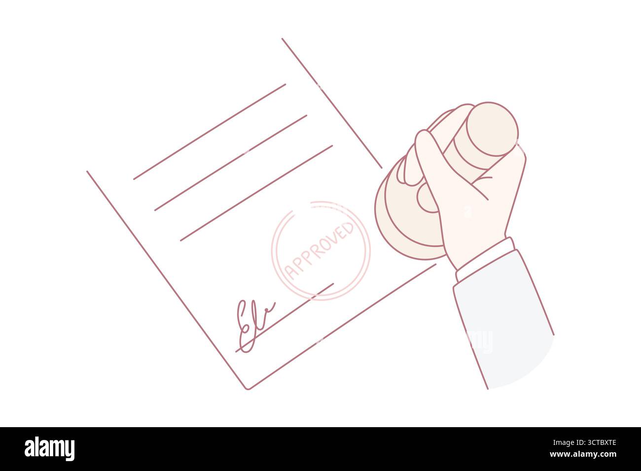 Verification and approval of official document concept. Human hand ...