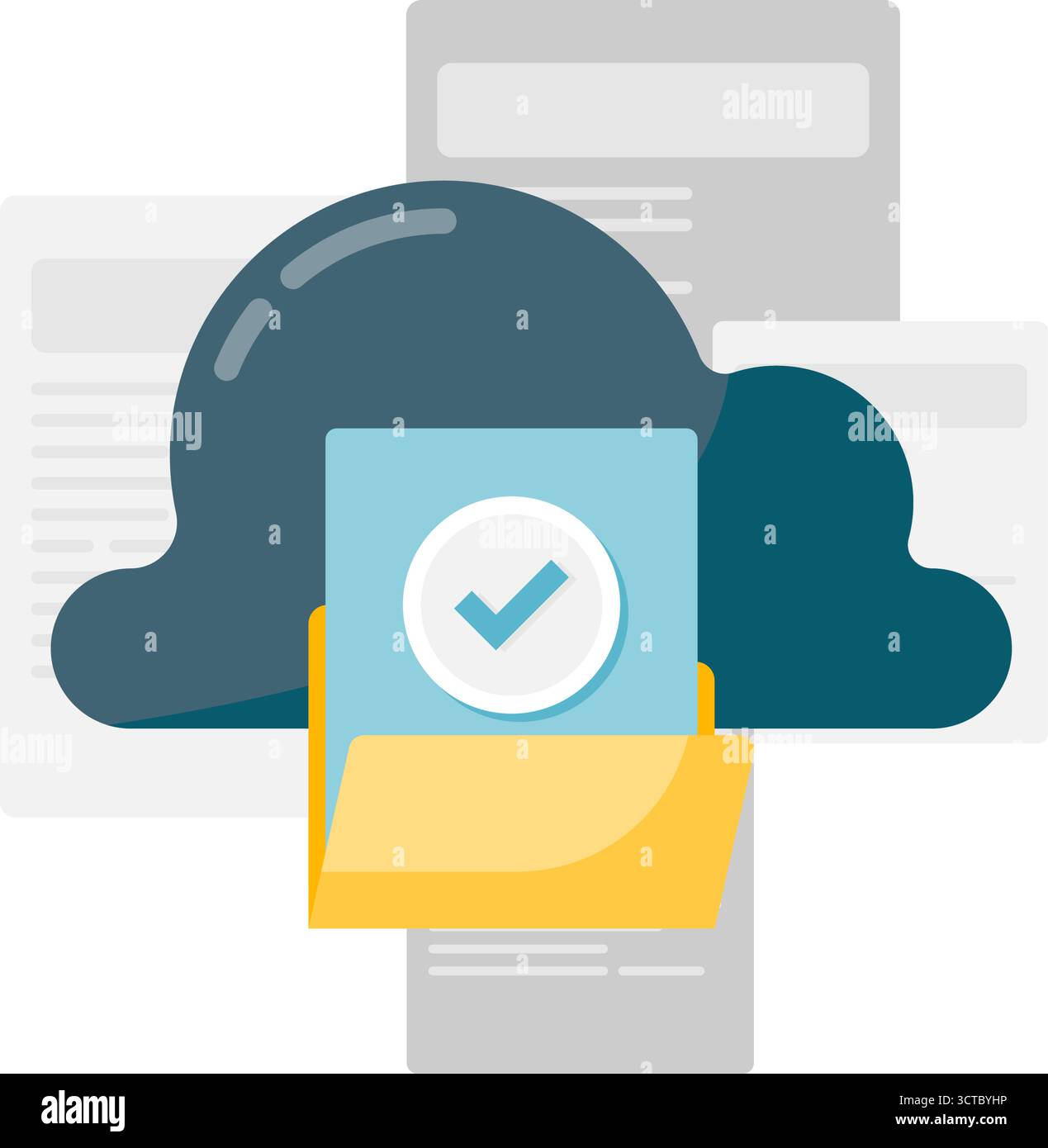 cloud computing concept, cloud storage, data backup, data upload in cloud storage successfully Stock Vector