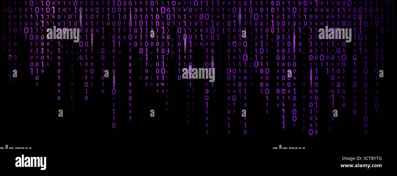 Matrix binary code rain background with glowing numbers. Futuristic cyber effect Stock Vector