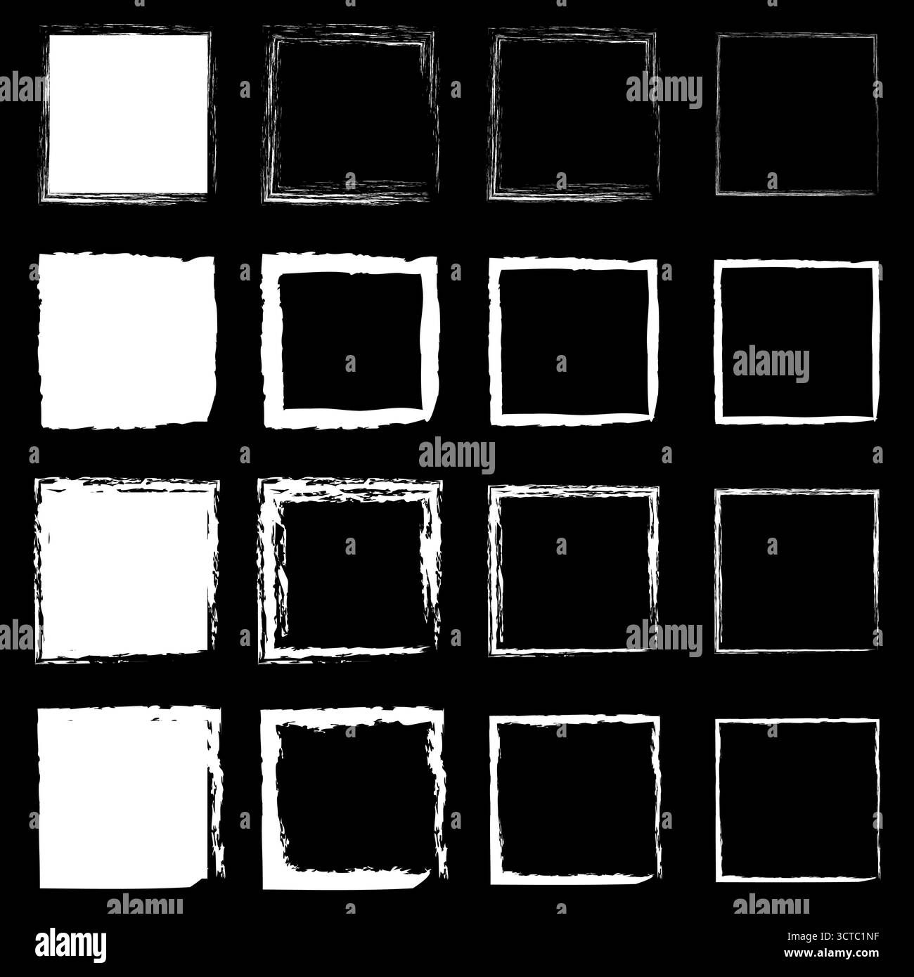 Drawings Rough Edges Single white square set. Rough hand drawn edges. Ink grunge brush ...
