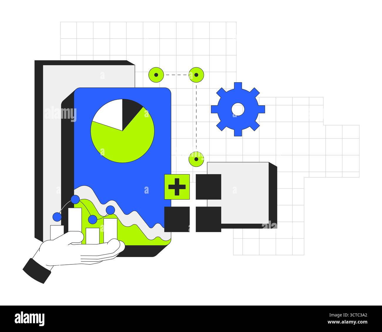 Data visualization 2D onboarding ui illustration Stock Vector